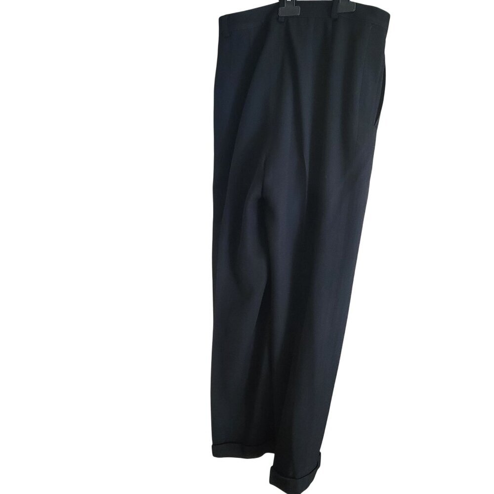 Vgt Wool Black High-Waist Pleated Trousers For Women - Classic Tailored Fit